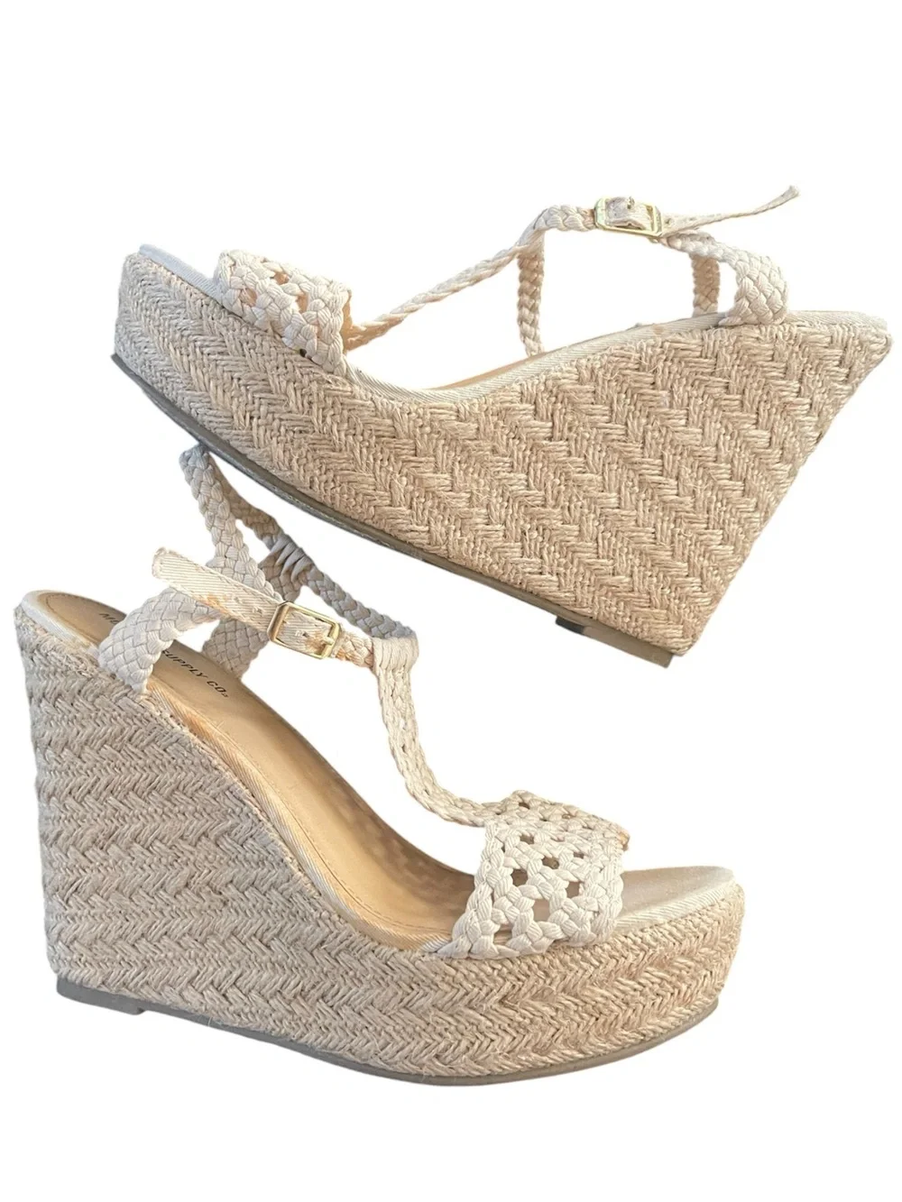Mossimo beige woven platform Espadrille wedge sandals vacation Resortwear 8.5